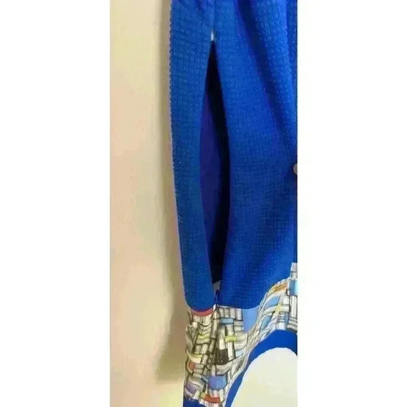 Adventures des Toiles colorblock art dress Blue Waffle texture Size 38 Sheath - Picture 7 of 10
